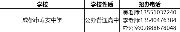 2024年成都市壽安中學(xué)招辦電話是多少？