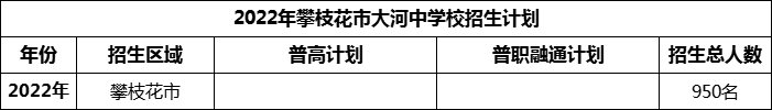 2024年攀枝花市大河中學校招生計劃是多少？