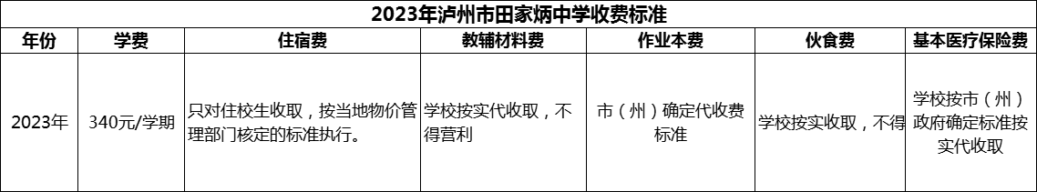 2024年瀘州市田家炳中學(xué)學(xué)費(fèi)多少錢？